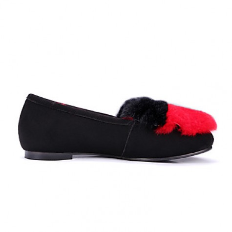 Women's Flats Spring / Fall / Winter Comfort Fur Dress / Casual Flat Heel Slip-on Red / Gray Others