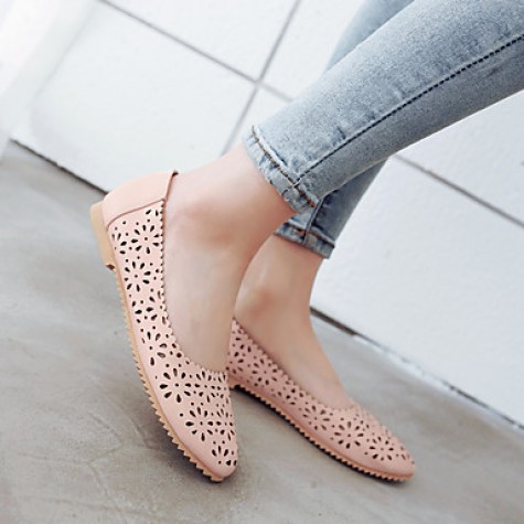 Women's Shoes Flat Heel Comfort / Round Toe Flats Dress / Casual Black / Blue / Pink / White