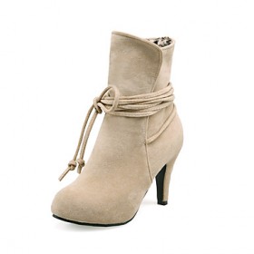 Women's Shoes Stiletto Heel Fashion Boots / Round Toe Boots Dress Black / Brown / Gray / Beige
