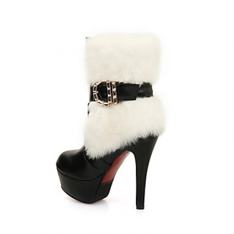 Women's Boots Fall / Winter Fashion BootsCasual Stiletto Heel Fur Black / White Others