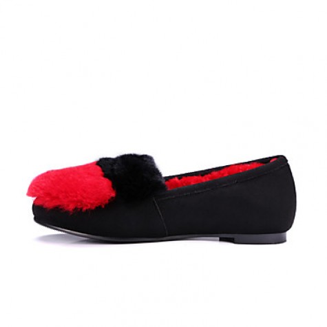 Women's Flats Spring / Fall / Winter Comfort Fur Dress / Casual Flat Heel Slip-on Red / Gray Others