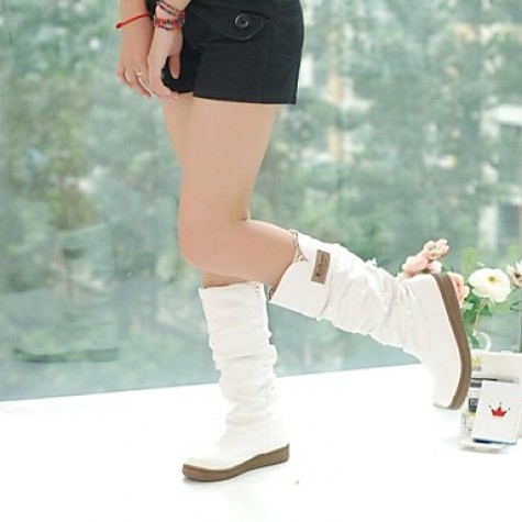Women's Fall / Winter Fashion Boots Leatherette Dress Platform Black / Brown / Yellow / Pink / White
