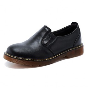 Women's Shoes Leather Flat Heel Comfort Loafers Outdoor / Athletic / Casual Black