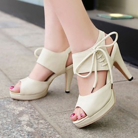 Women's Shoes Heel Heels / Peep Toe / Platform Sandals / Heels Outdoor / Dress / Casual Black / Pink / Beige