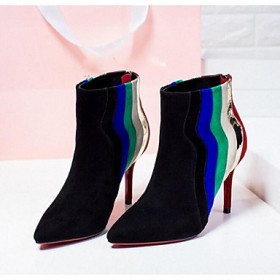 Women's Boots Fall / Winter Fashion Boots Suede Outdoor Stiletto Heel Split Joint Black Others