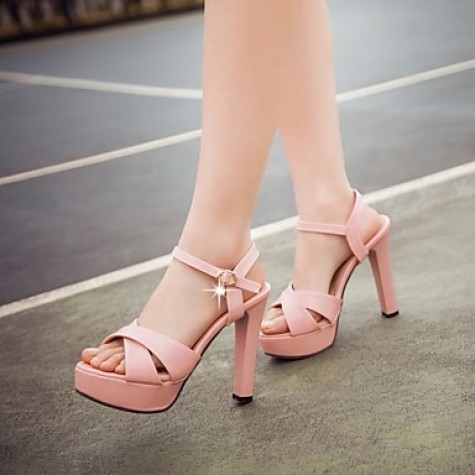 Women's Shoes Leatherette Stiletto Heel Peep Toe Sandals Wedding / Office & Career / Party