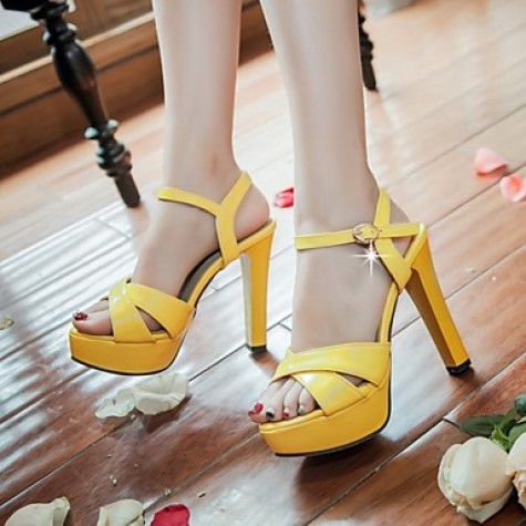 Women's Shoes Leatherette Stiletto Heel Peep Toe Sandals Wedding / Office & Career / Party