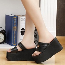 Women's Shoes Flange Simple Wedge Heel Comfort Sandals Dress Black / White