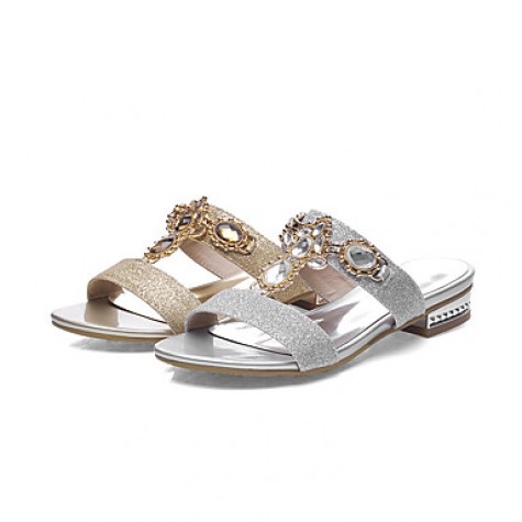 Women's Shoes Low Heel Round Toe Sandals Dress / Casual Silver / Gold