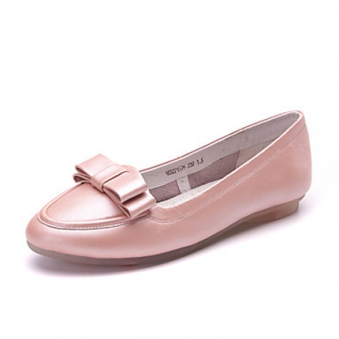 Women's Loafers & Slip-Ons Spring / Fall Comfort / Round Toe Cowhide Dress / Casual Flat Heel Bowknot shoe