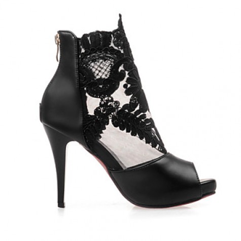 Women's Shoes Stiletto Heel Peep Toe / Platform Sandals Wedding / Party & Evening / Dress Black / White