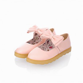 Women's Spring / Summer / Fall Round Toe Leatherette Office & Career / Casual / Dress Flat Heel Bowknot Blue / Yellow / Pink / Orange