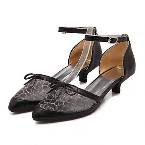 Women's Shoes PU / Lace Low Heel Heels / Two-Piece / Comfort / Pointed Toe Sandals / Heels Outdoor