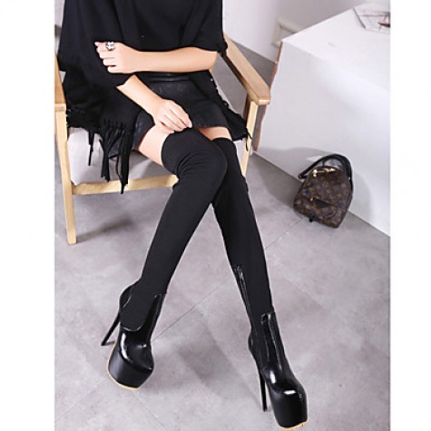 Women's Boots Spring/Fall /Winter Fashion Boots Synthetic Party & Evening / Casual Stiletto Heel Black Snow Boots