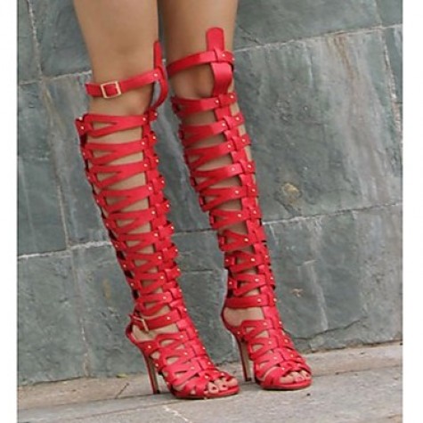 Women's Shoes Leatherette Stiletto Heel Heels / Open Toe Sandals Party & Evening / DressBlack /