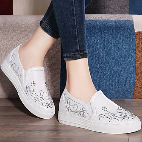 Women's Shoes Synthetic Spring / Fall / Winter Moccasin Totes Athletic / Casual Flat Heel Glitter Silver / White