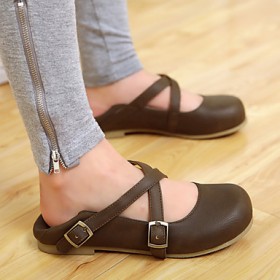 Women's Shoes Flat Heel Comfort / Round Toe Flats Dress / Casual Brown / Yellow / Khaki