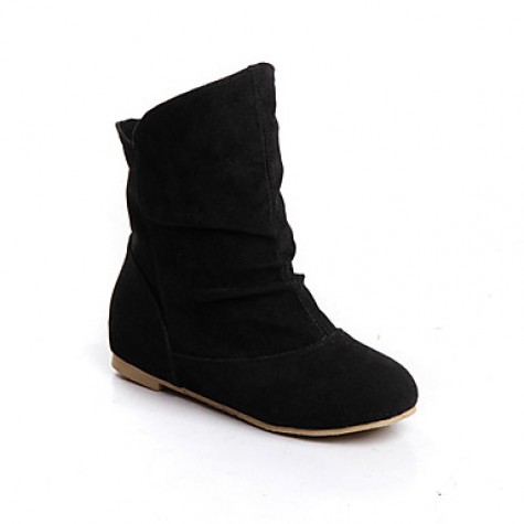 Women's Shoes Flat Heel Fashion Boots/Round Toe Boots Casual Black/Brown/Yellow/Red/Gray