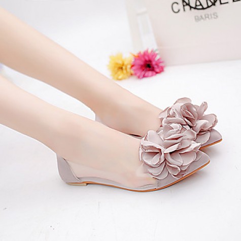 Women's Flats Spring / Fall Ballerina / Pointed Toe Leatherette Outdoor / Office & Career / Casual Flat Heel Applique