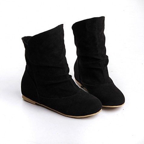 Women's Shoes Flat Heel Fashion Boots/Round Toe Boots Casual Black/Brown/Yellow/Red/Gray
