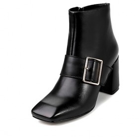 Women's Boots Spring / Fall / Winter Fashion Boots Leather Casual Chunky Heel Buckle Black / Brown Others