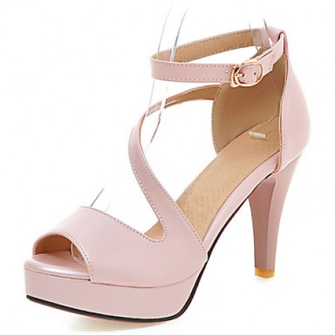 Women's Shoes Cone Heel Peep Toe / Platform Sandals Wedding / Dress Black / Blue / Pink / White / Beige