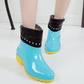 Women's Spring / Summer / Fall / Winter Rain Boots PVC Outdoor Low Heel Black / Blue / Pink