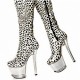 17CM white leopard boots high heeled boots with / Sexy Knee Boots / Ultra high heel Women's Shoes / Fashion Animal Print