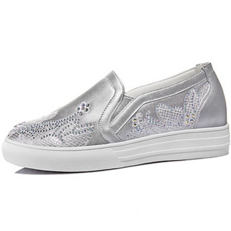 Women's Shoes Synthetic Spring / Fall / Winter Moccasin Totes Athletic / Casual Flat Heel Glitter Silver / White