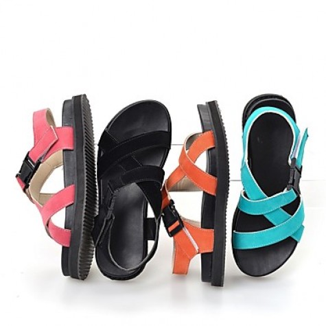 Women's Shoes Fleece Platform Gladiator Sandals Outdoor / Dress / Casual Black / Blue / Peach / Orange