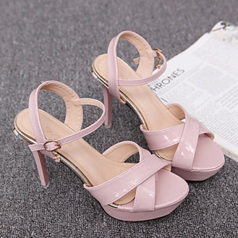 Women's Shoes PU Stiletto Heel Heels / Peep Toe Sandals Office & Career / Party & Evening / Casual Pink / Purple