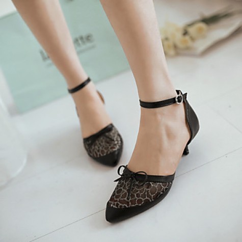 Women's Shoes PU / Lace Low Heel Heels / Two-Piece / Comfort / Pointed Toe Sandals / Heels Outdoor