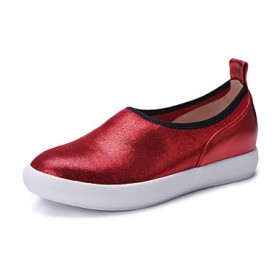 Women's Shoes Spring / Summer / Fall Comfort /Loafers & Slip-Ons/ Dress / Casual Flat Heel Slip-onRed(Leather)