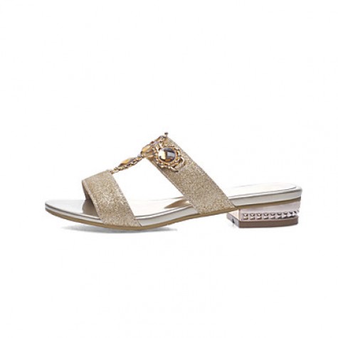 Women's Shoes Low Heel Round Toe Sandals Dress / Casual Silver / Gold