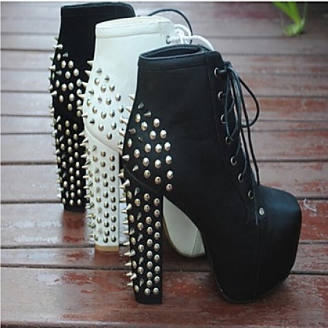 Women's Spring / Summer / Fall / Winter Heels / Closed Toe / Fashion Boots Leatherette Party & Evening / Dress Chunky HeelRivet / Lace-up