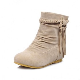 Women's Fall / Winter Round Toe / Fashion Boots Dress Flat Heel Tassel Black / Brown / Yellow / Beige