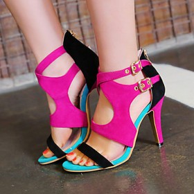 Women's Shoes Heel Heels / Peep Toe Sandals / Heels Outdoor / Dress / Casual Black / Blue / Red