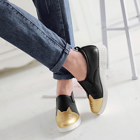 Women's Shoes Pigskin / Leather / Leather / Patent Leather Flat Skate Shoes / Comfort / Jelly / Styles / Pointed Toe /