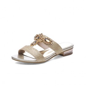 Women's Shoes Low Heel Round Toe Sandals Dress / Casual Silver / Gold