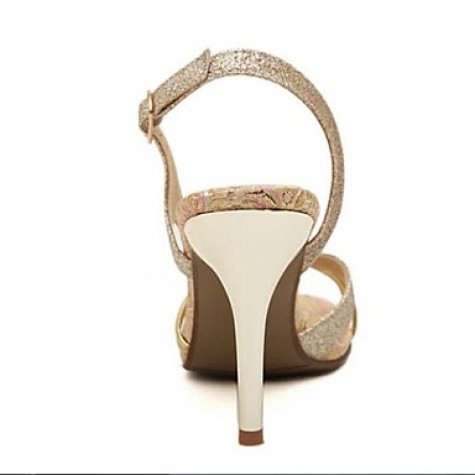 Women's Spring / Summer / Fall / Winter Heels / Pointed Toe / Open Toe Leather Dress / Party & Evening Stiletto Heel Buckle Gold