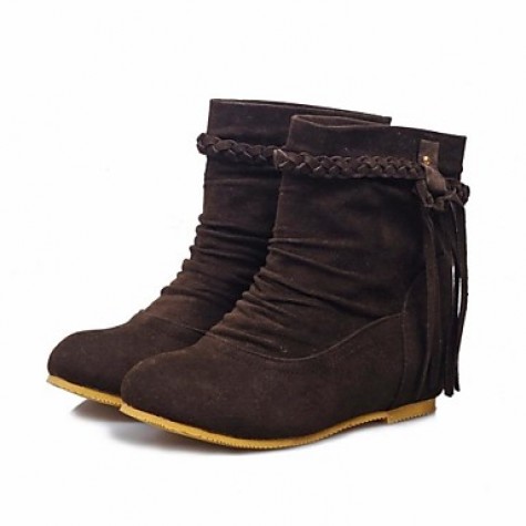 Women's Fall / Winter Round Toe / Fashion Boots Dress Flat Heel Tassel Black / Brown / Yellow / Beige