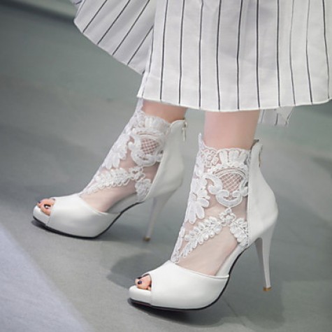 Women's Shoes Stiletto Heel Peep Toe / Platform Sandals Wedding / Party & Evening / Dress Black / White