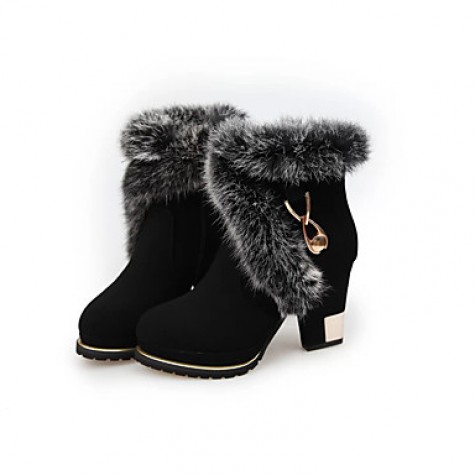 Women's Boots Fall / Winter Snow Boots / Fashion Boots Leather Outdoor / Casual Chunky Heel Zipper