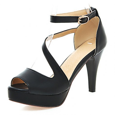 Women's Shoes Cone Heel Peep Toe / Platform Sandals Wedding / Dress Black / Blue / Pink / White / Beige