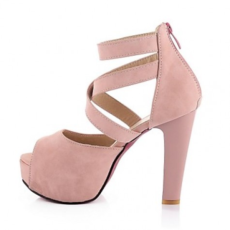 Women's Shoes Chunky Heel Heels/Platform Sandals Office & Career/Dress Pink/White/Beige