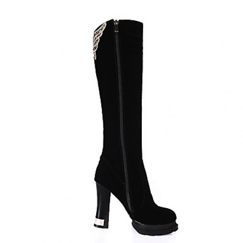 Women's Boots Winter Platform / Fashion Boots Party & Evening Chunky Heel Sparkling Glitter / Zipper Black Others