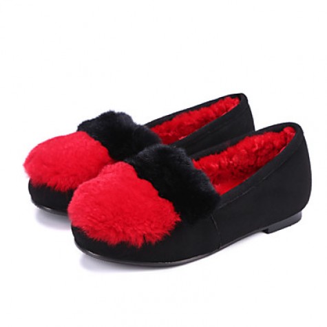Women's Flats Spring / Fall / Winter Comfort Fur Dress / Casual Flat Heel Slip-on Red / Gray Others