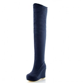 Women's Boots Spring / Fall / Winter Wedges / Fashion Boots Leatherette Outdoor / Casual Wedge Heel / Blue