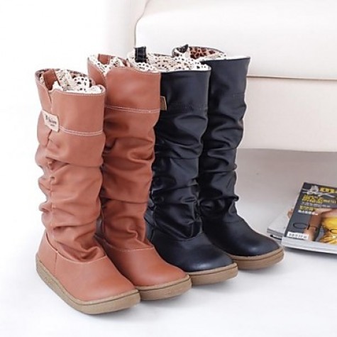 Women's Fall / Winter Fashion Boots Leatherette Dress Platform Black / Brown / Yellow / Pink / White